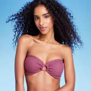 Shade & Shore▪️34B Crochet Mauve Bandeau Bikini Swim Top